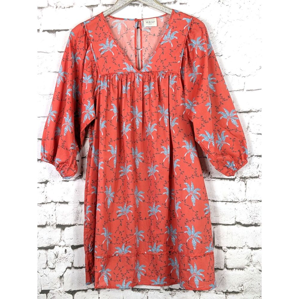 WRAP LONDON Babydoll Cotton Shift Dress Resort Beach Cottage Pockets Large